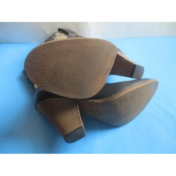 Mia Black Laurene Taupe  Cream Lizard Motif Pull On Cowboy Boots - Size 8.5 - Picture 11 of 11